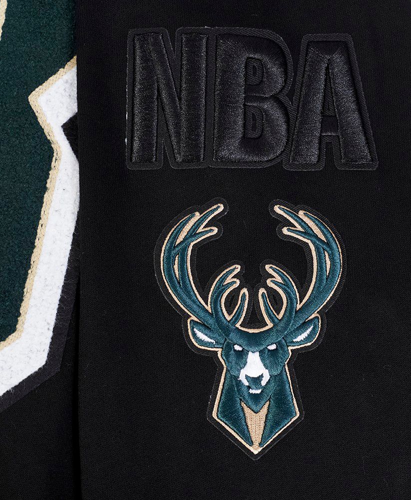 Pro Standard Men's Milwaukee Bucks Black Mash Up Rib Fleece Crewneck Sweatshirt product image