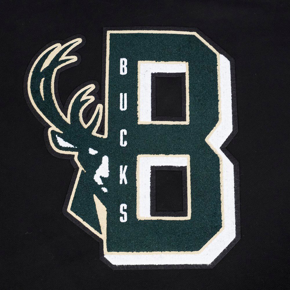 Pro Standard Men's Milwaukee Bucks Black Mash Up Rib Fleece Crewneck Sweatshirt product image