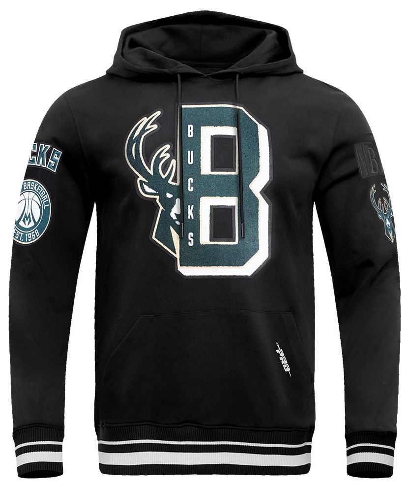 Pro Standard Men's Milwaukee Bucks Black Mash Up Rib Fleece Crewneck Sweatshirt product image