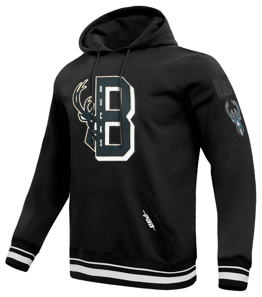 Pro Standard Men's Milwaukee Bucks Black Mash Up Rib Fleece Crewneck Sweatshirt product image