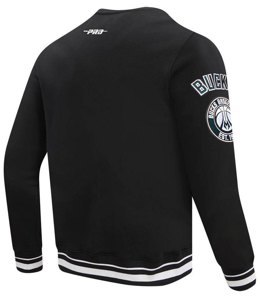 Pro Standard Men's Milwaukee Bucks Black Mash Up Ribbed Fleece Crewneck Sweatshirt product image