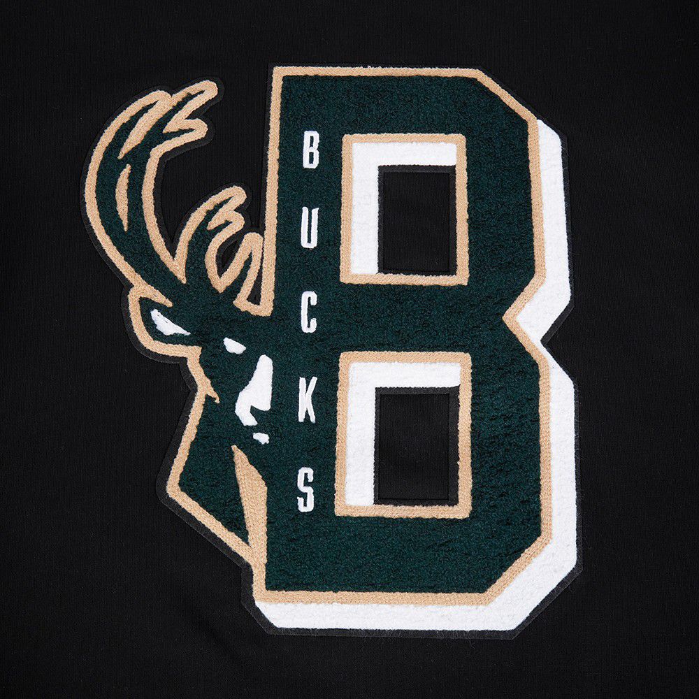 Pro Standard Men's Milwaukee Bucks Black Mash Up Ribbed Fleece Crewneck Sweatshirt product image