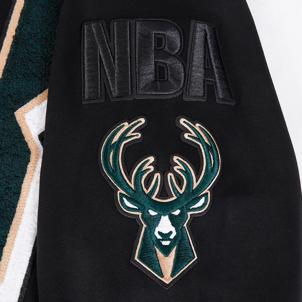 Pro Standard Men's Milwaukee Bucks Black Mash Up Ribbed Fleece Crewneck Sweatshirt product image