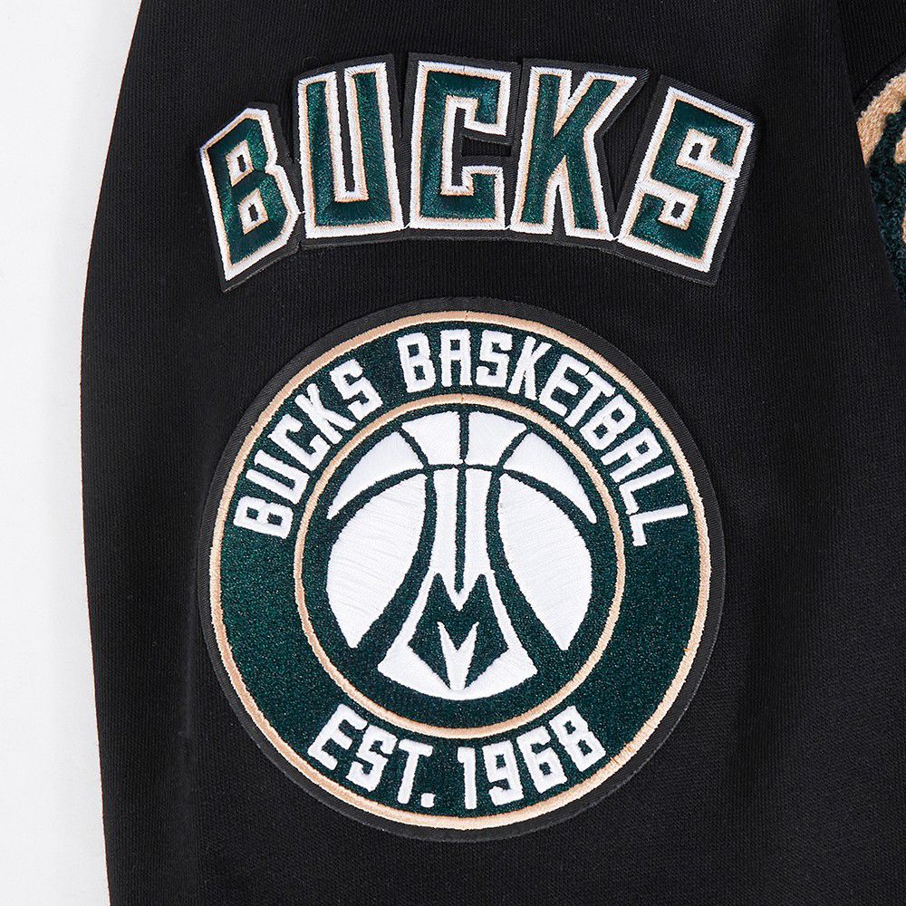 Pro Standard Men's Milwaukee Bucks Black Mash Up Ribbed Fleece Crewneck Sweatshirt product image