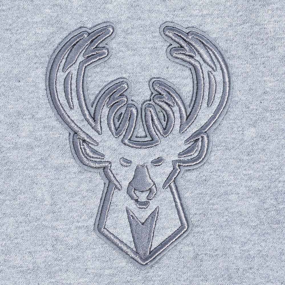 Pro Standard Men's Milwaukee Bucks Grey Neutral Drop Shoulder Fleece Hoodie product image