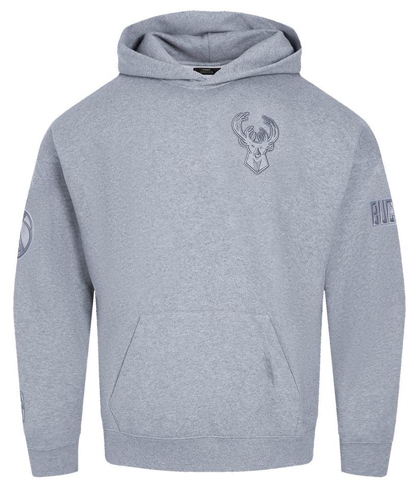Pro Standard Men's Milwaukee Bucks Grey Neutral Drop Shoulder Fleece Hoodie product image
