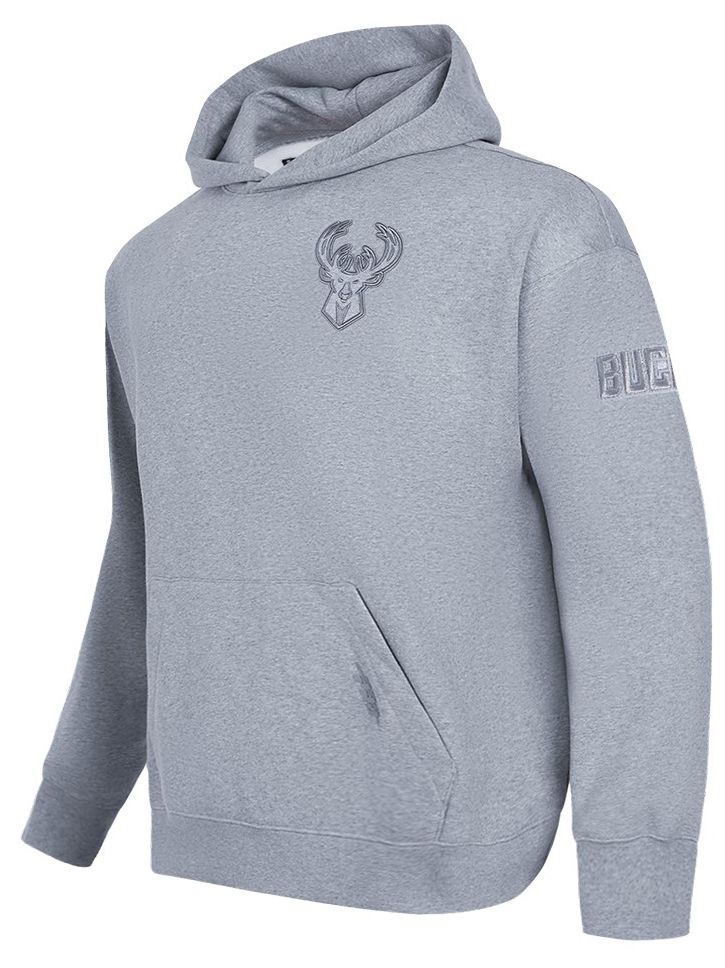 Pro Standard Men's Milwaukee Bucks Grey Neutral Drop Shoulder Fleece Hoodie product image
