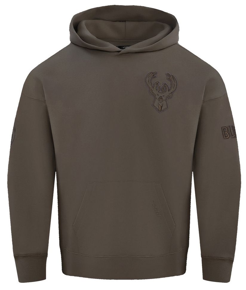 Pro Standard Men's Milwaukee Bucks Taupe Neutral Drop Shoulder Fleece Hoodie product image