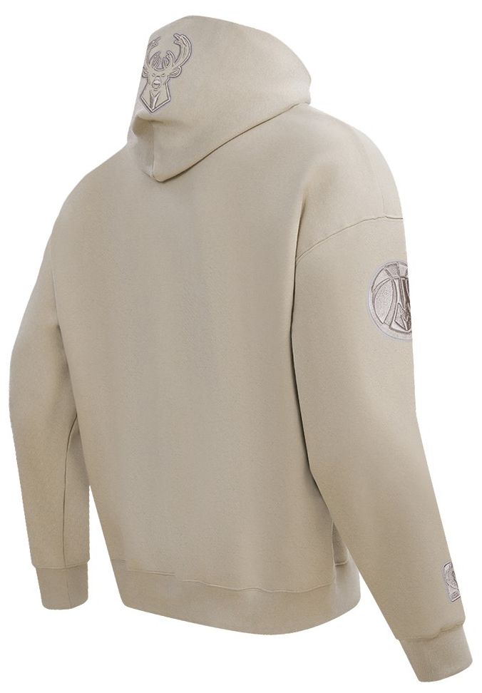 Pro Standard Men's Milwaukee Bucks Taupe Neutral Drop Shoulder Fleece Hoodie product image