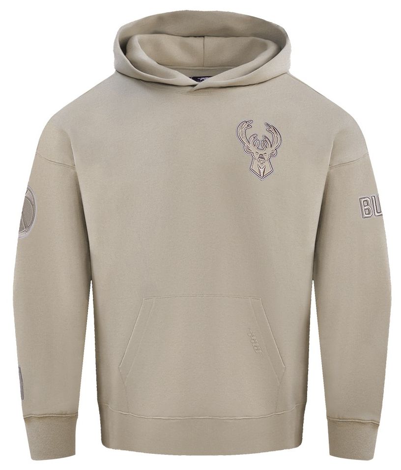 Pro Standard Men's Milwaukee Bucks Taupe Neutral Drop Shoulder Fleece Hoodie product image