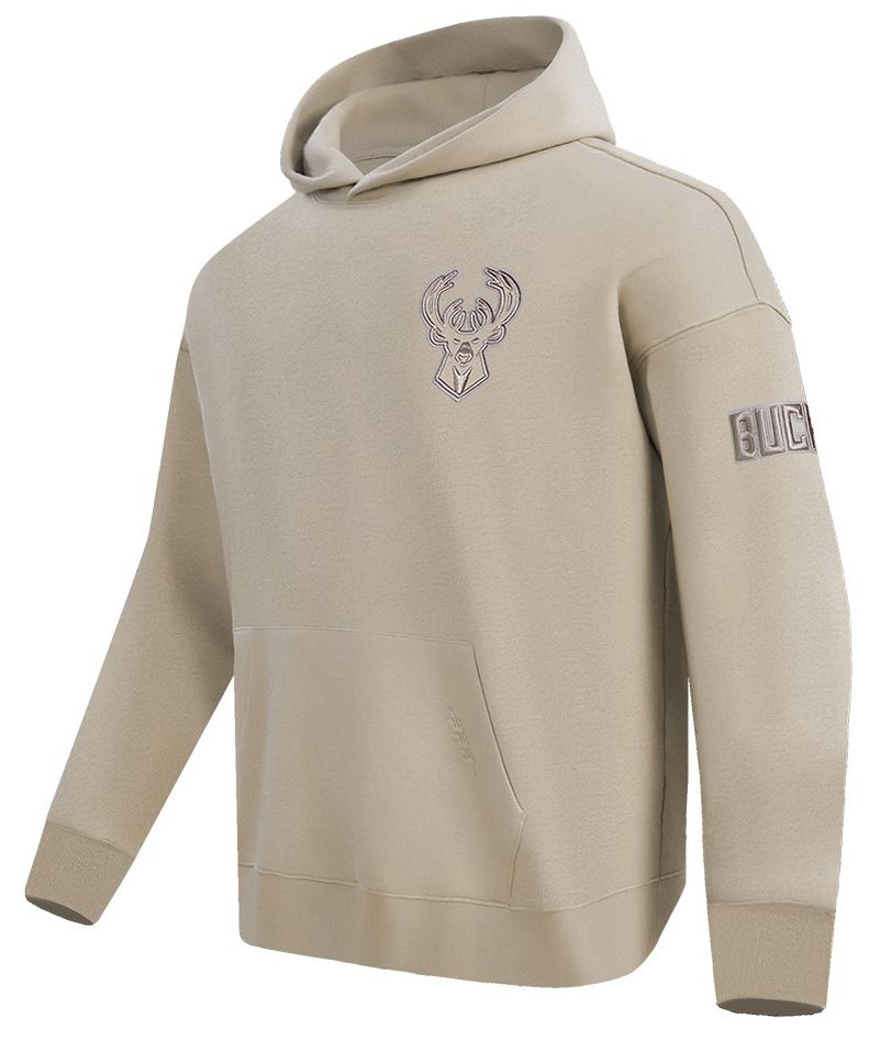 Pro Standard Men's Milwaukee Bucks Taupe Neutral Drop Shoulder Fleece Hoodie product image