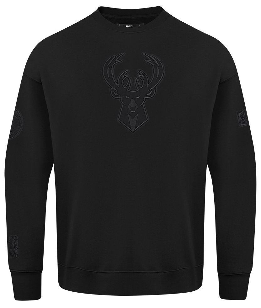 Pro Standard Men's Milwaukee Bucks Black Neutral Drop Shoulder Fleece Crewneck Sweatshirt product image