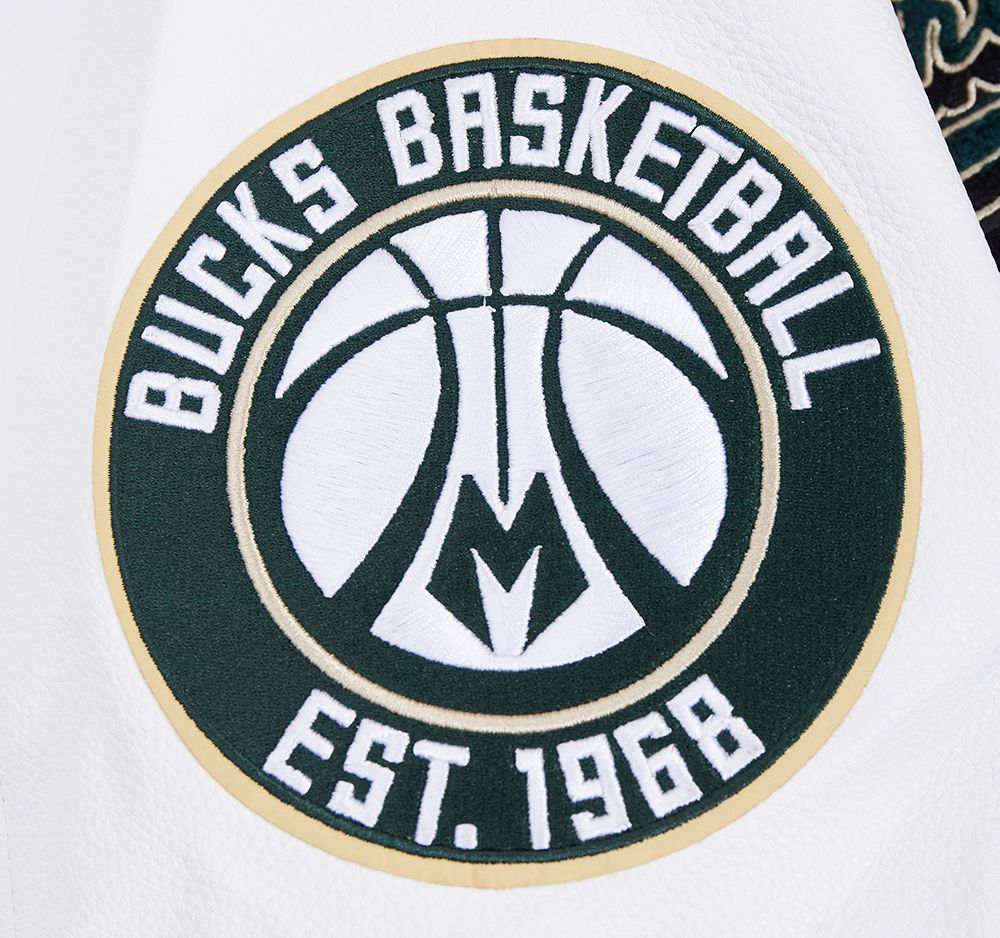 Pro Standard Men's Milwaukee Bucks Black Script Tail Rib Wool Varsity Jacket product image
