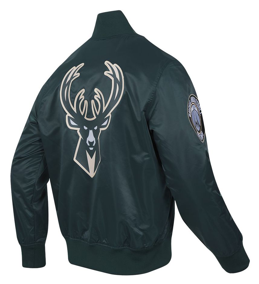 Pro Standard Men's Milwaukee Bucks Green Script Tail Satin Jacket product image