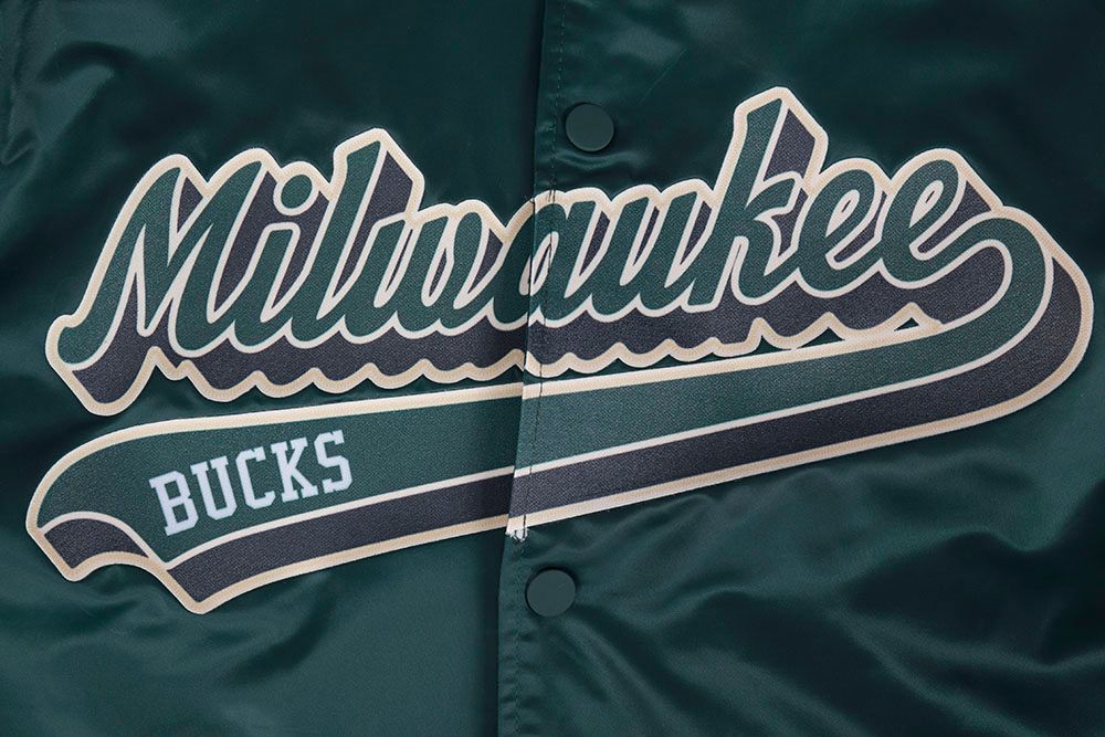 Pro Standard Men's Milwaukee Bucks Green Script Tail Satin Jacket product image