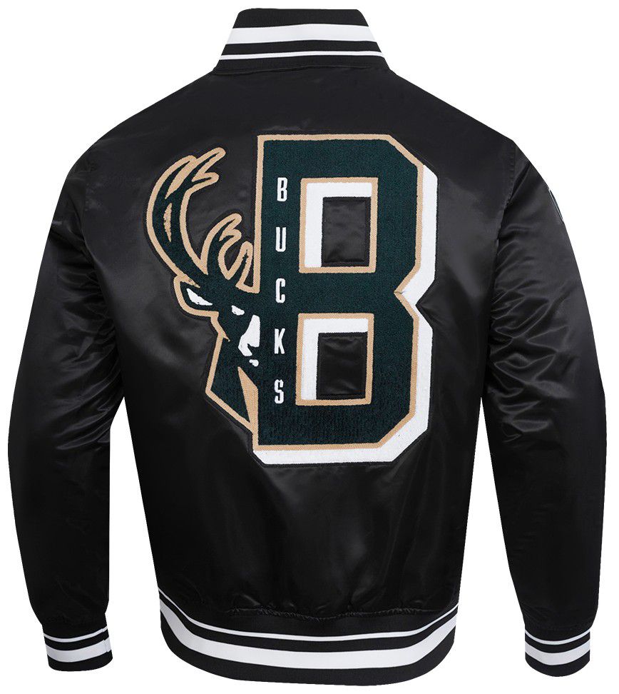 Pro Standard Men's Milwaukee Bucks Black Mash Up Rib Satin Jacket product image