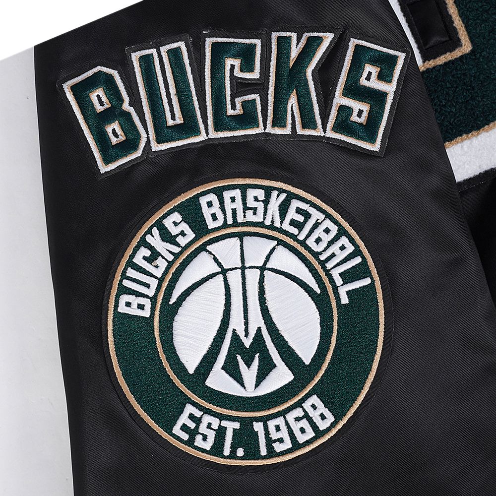 Pro Standard Men's Milwaukee Bucks Black Mash Up Rib Satin Jacket product image