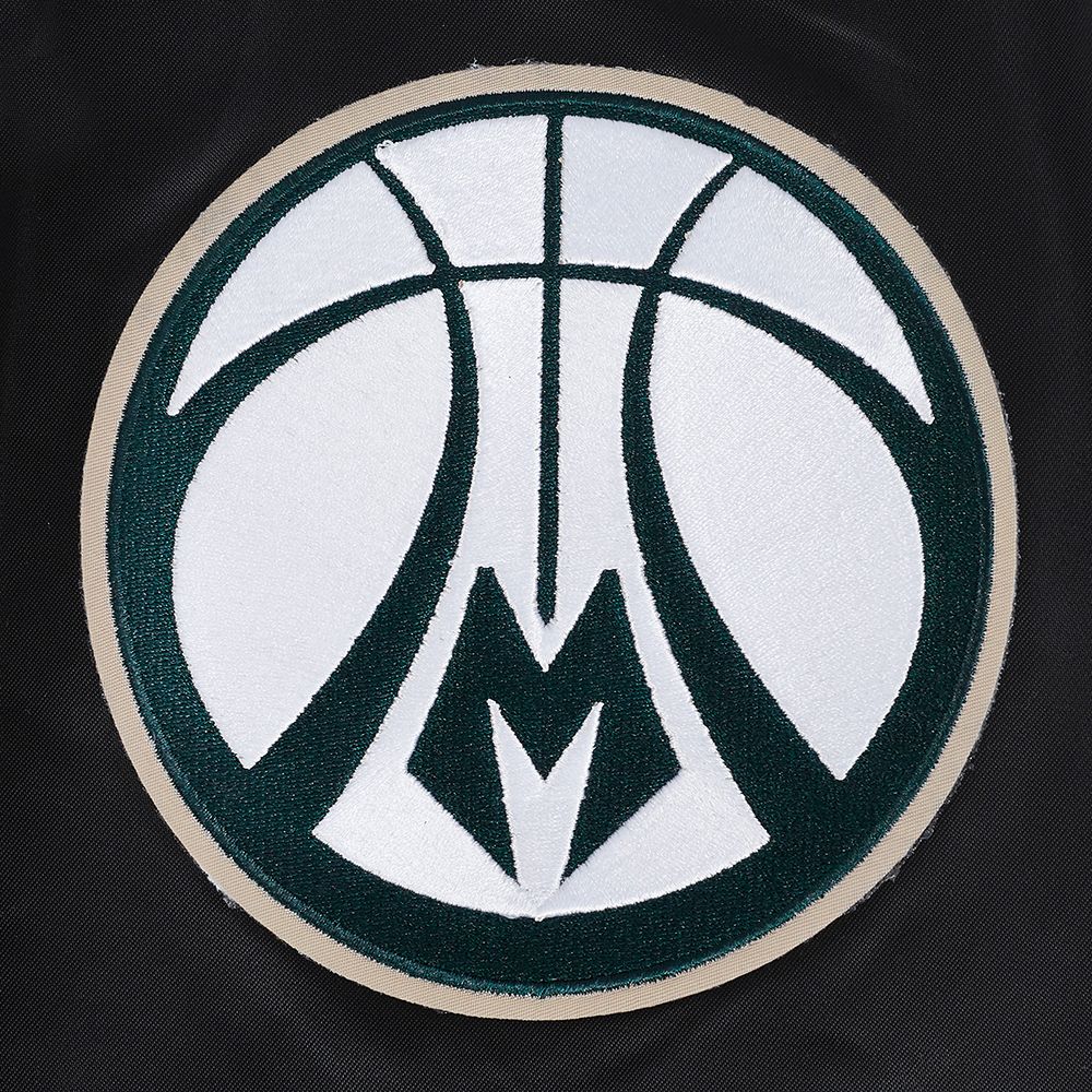 Pro Standard Men's Milwaukee Bucks Black Mash Up Rib Satin Jacket product image