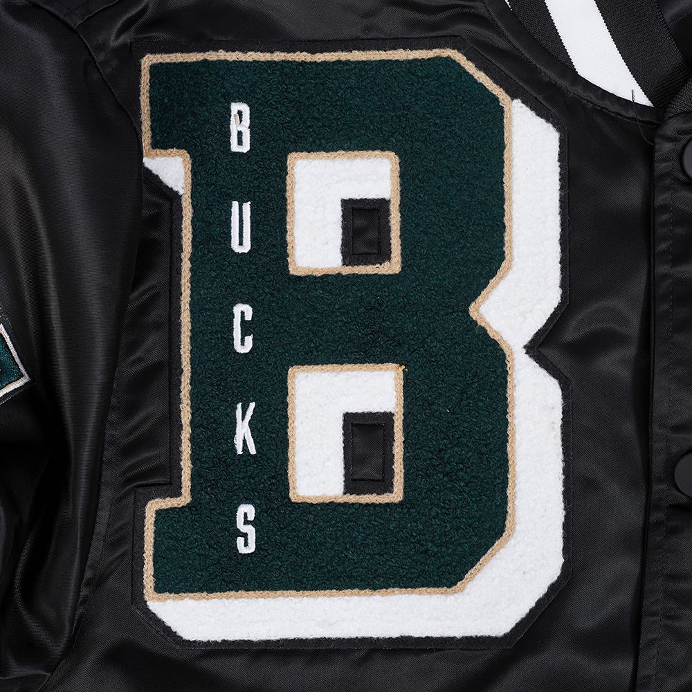 Pro Standard Men's Milwaukee Bucks Black Mash Up Rib Satin Jacket product image