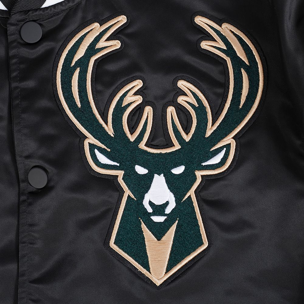 Pro Standard Men's Milwaukee Bucks Black Mash Up Rib Satin Jacket product image
