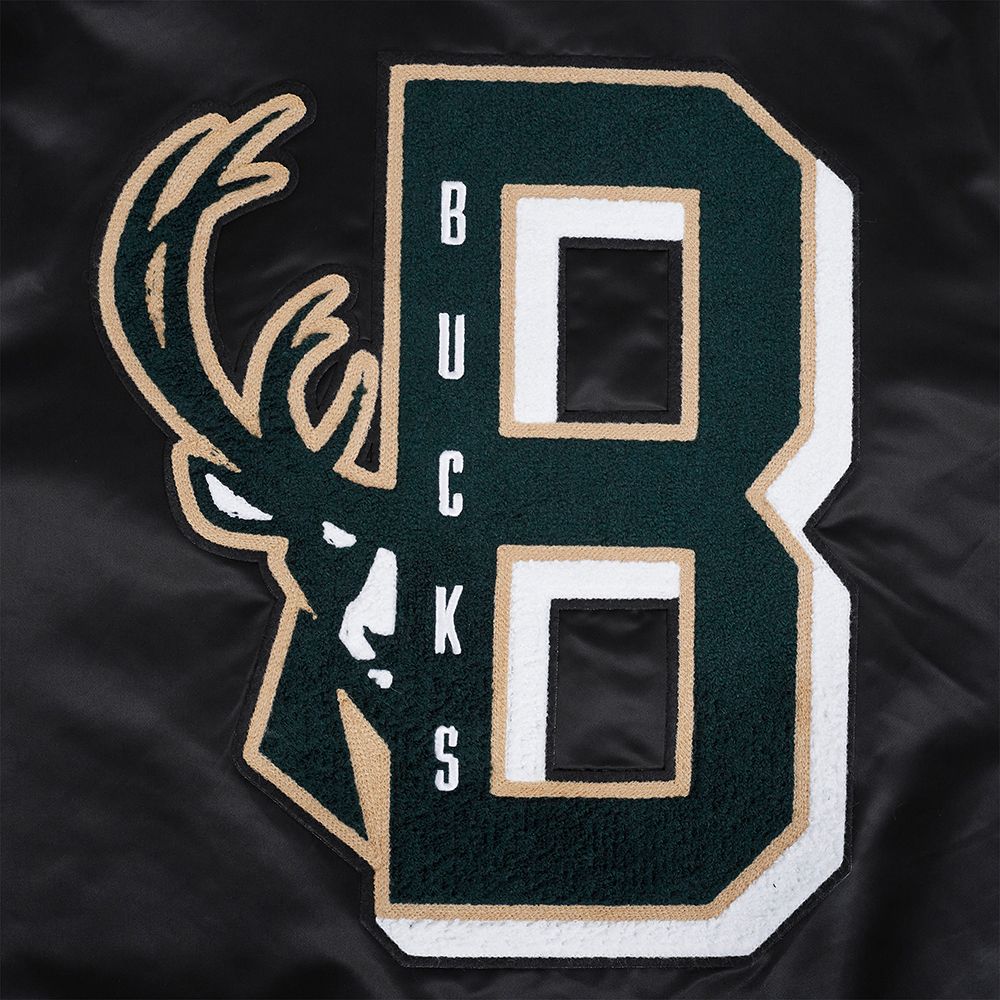 Pro Standard Men's Milwaukee Bucks Black Mash Up Rib Satin Jacket product image