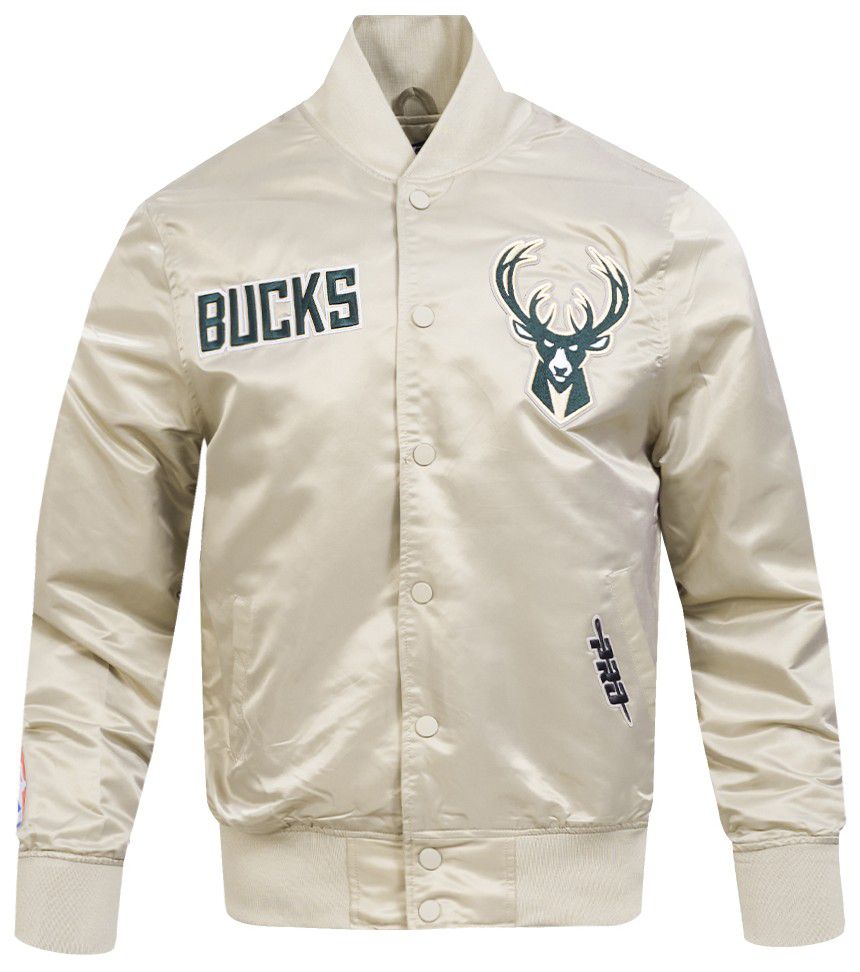 Pro Standard Men's Milwaukee Bucks Taupe Souvenir Satin Jacket product image