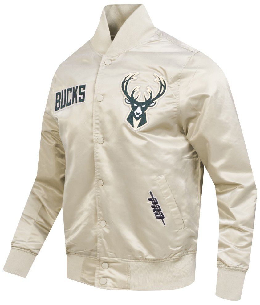 Pro Standard Men's Milwaukee Bucks Taupe Souvenir Satin Jacket product image