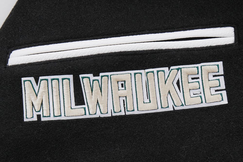 Pro Standard Men's Milwaukee Bucks Black Classic Wool Varsity Jacket product image