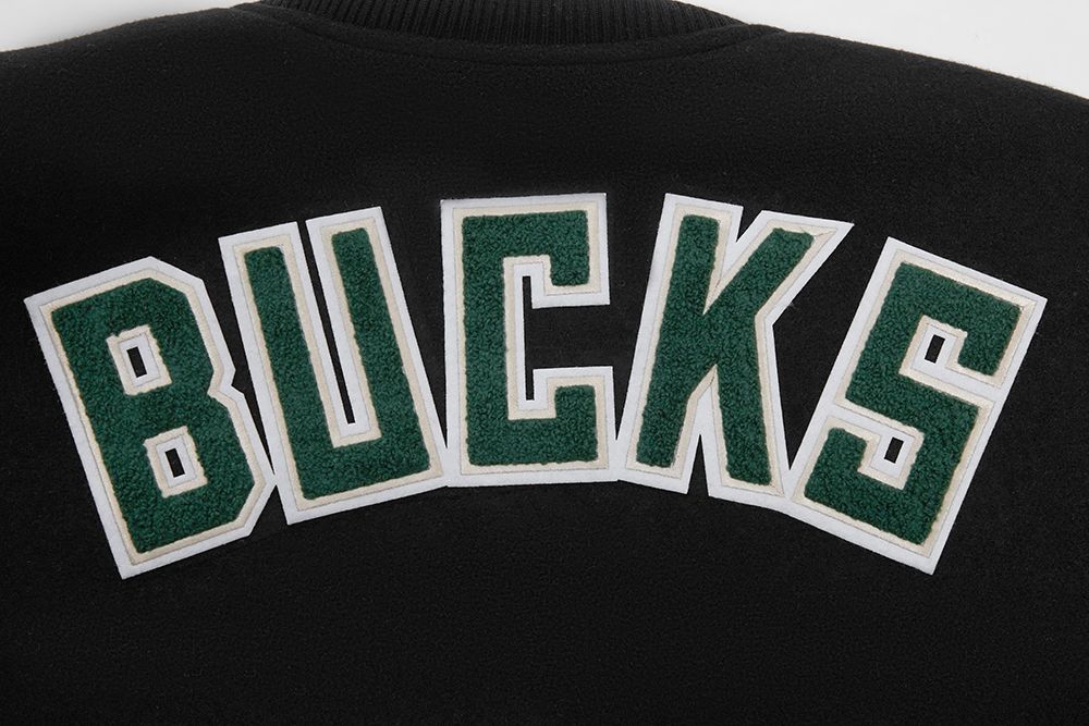 Pro Standard Men's Milwaukee Bucks Black Classic Wool Varsity Jacket product image