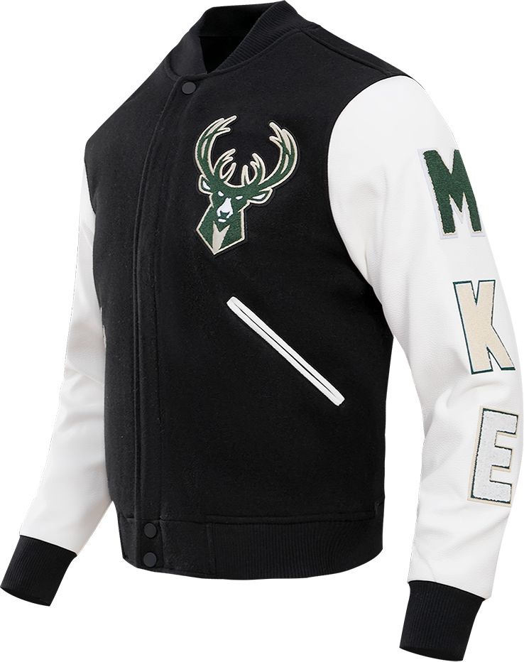 Pro Standard Men's Milwaukee Bucks Black Classic Wool Varsity Jacket product image