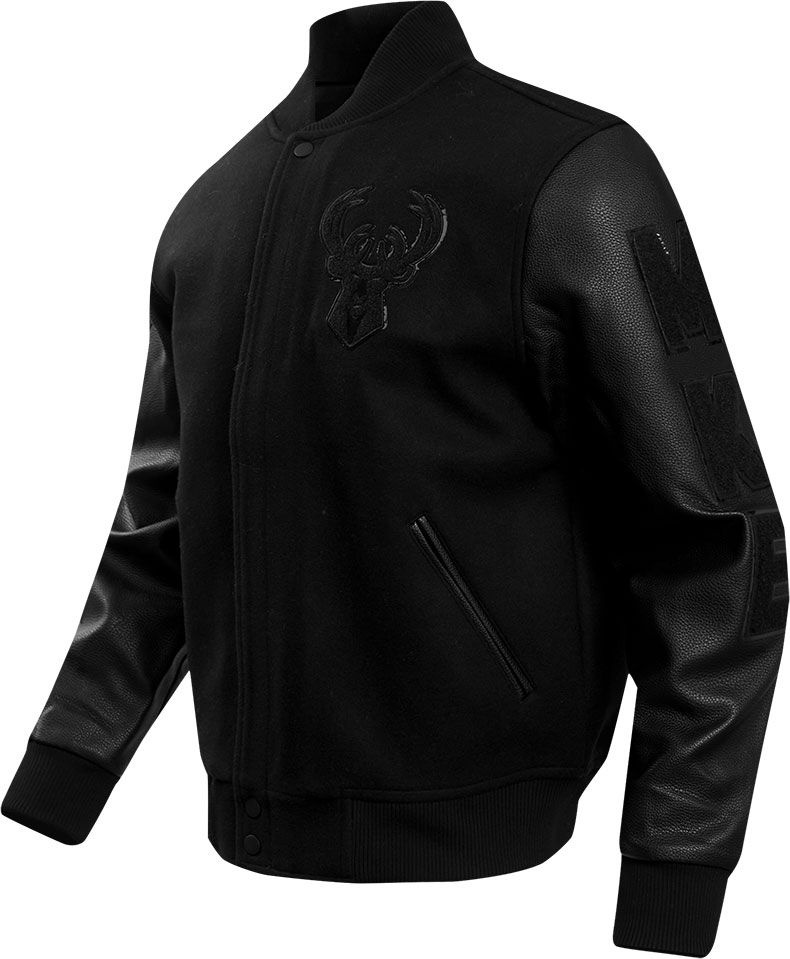 Pro Standard Men's Milwaukee Bucks Black Wool Varsity Jacket product image