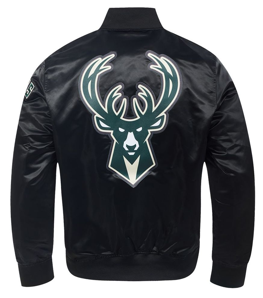 Pro Standard Men's Milwaukee Bucks Black Big Logo Satin Jacket product image