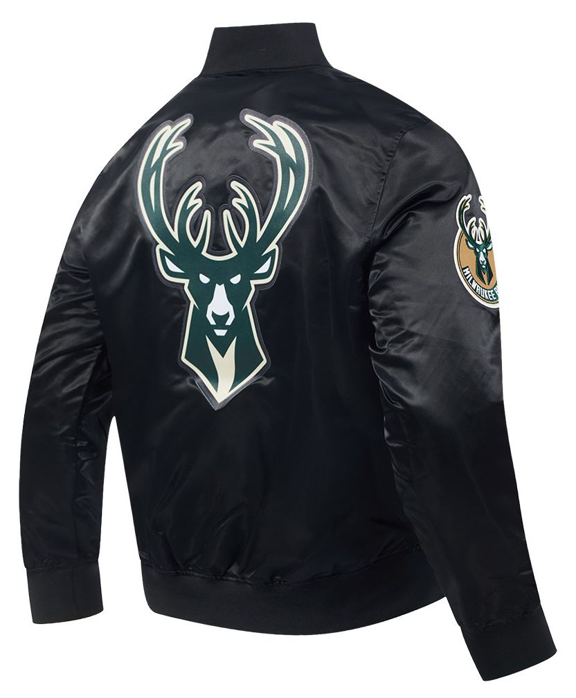 Pro Standard Men's Milwaukee Bucks Black Big Logo Satin Jacket product image