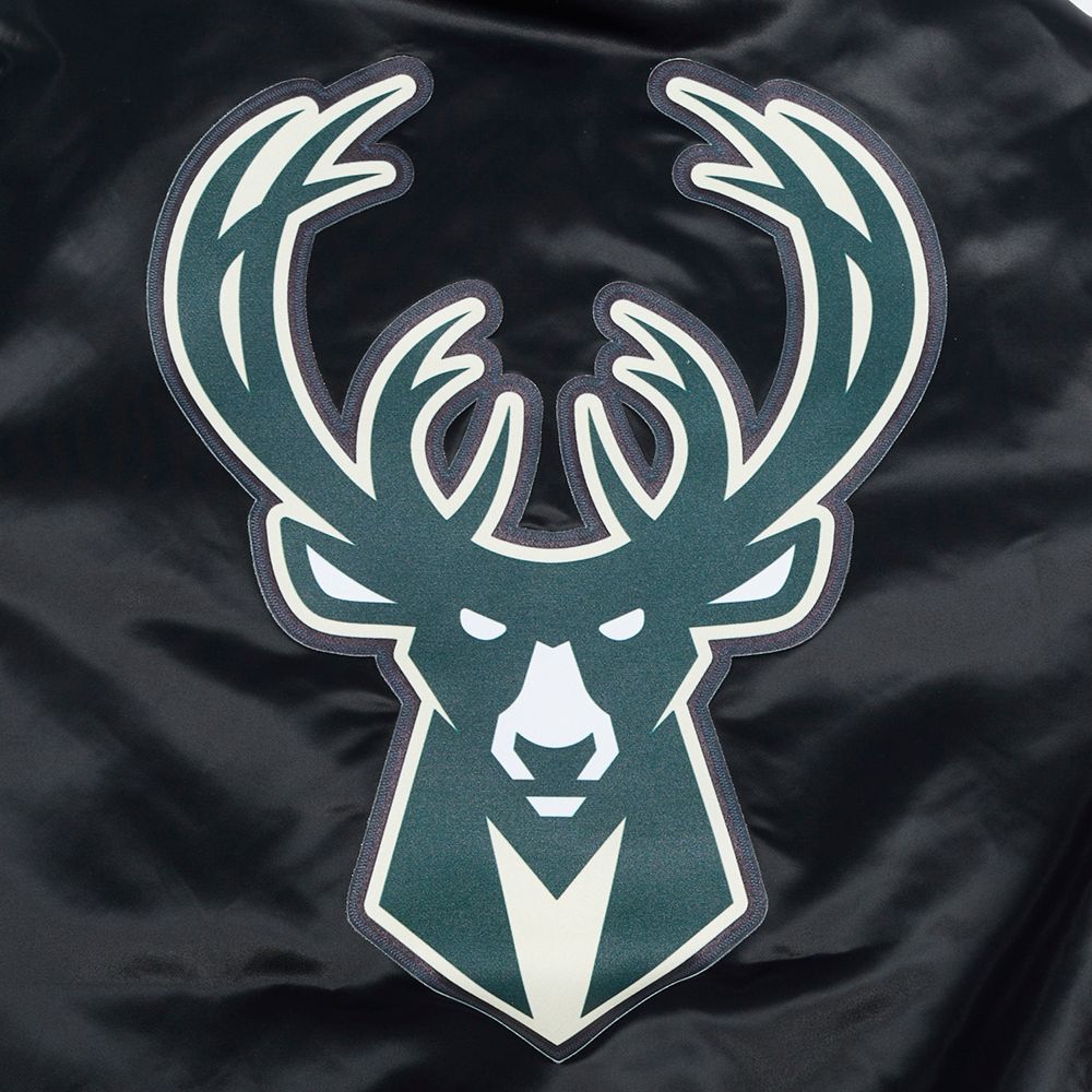 Pro Standard Men's Milwaukee Bucks Black Big Logo Satin Jacket product image
