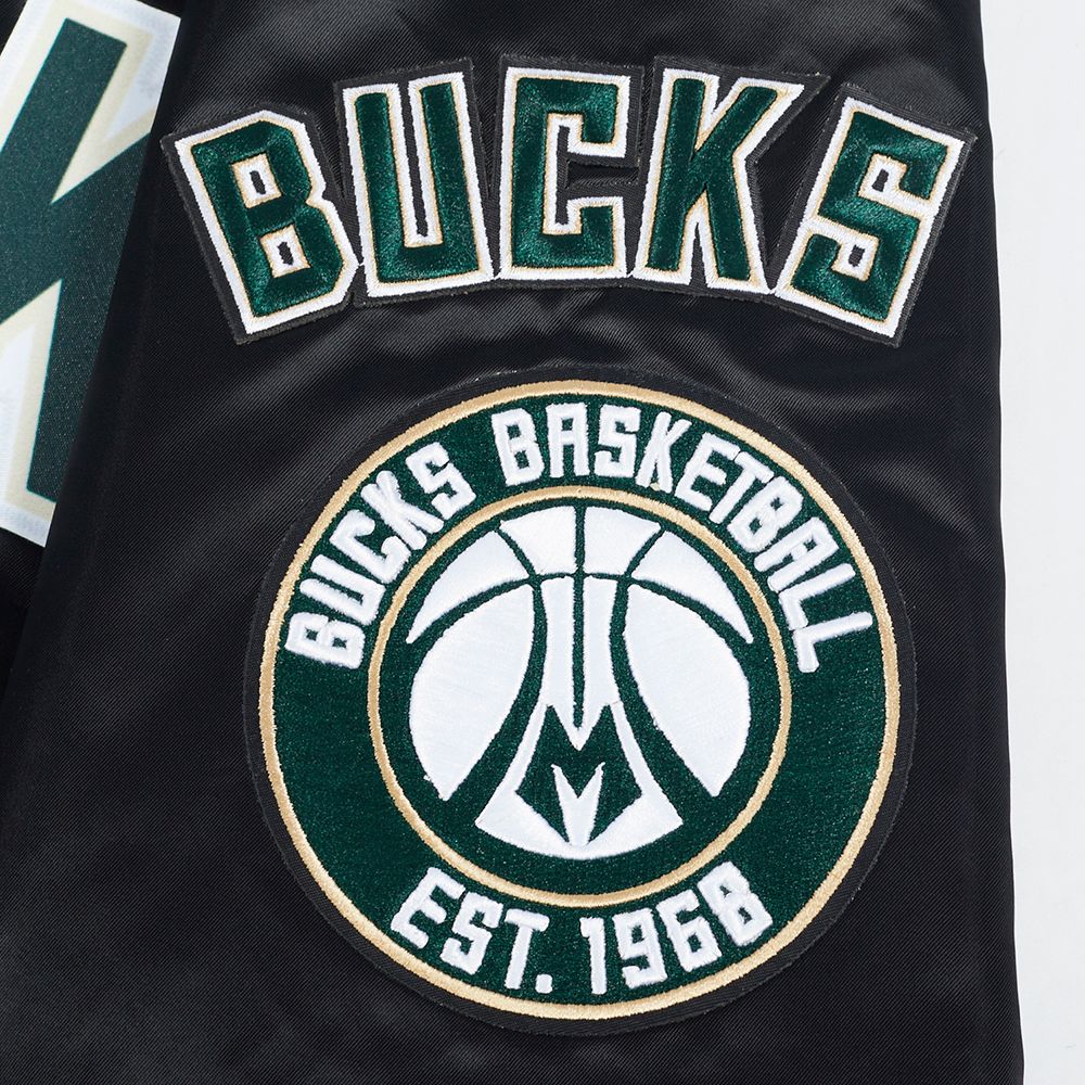 Pro Standard Men's Milwaukee Bucks Black Big Logo Satin Jacket product image