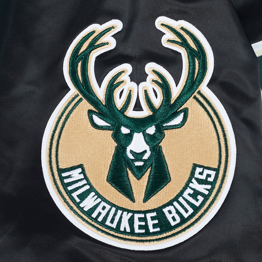 Pro Standard Men's Milwaukee Bucks Black Big Logo Satin Jacket product image
