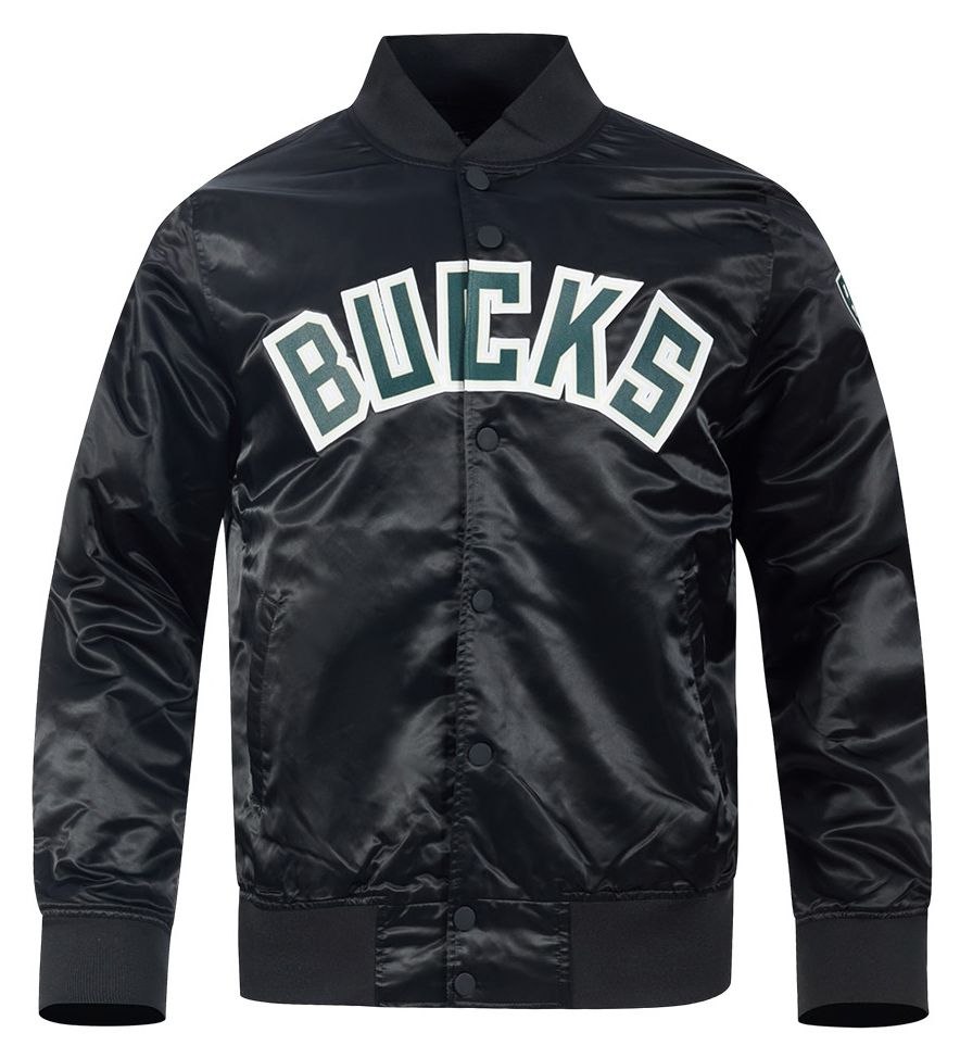 Pro Standard Men's Milwaukee Bucks Black Big Logo Satin Jacket product image