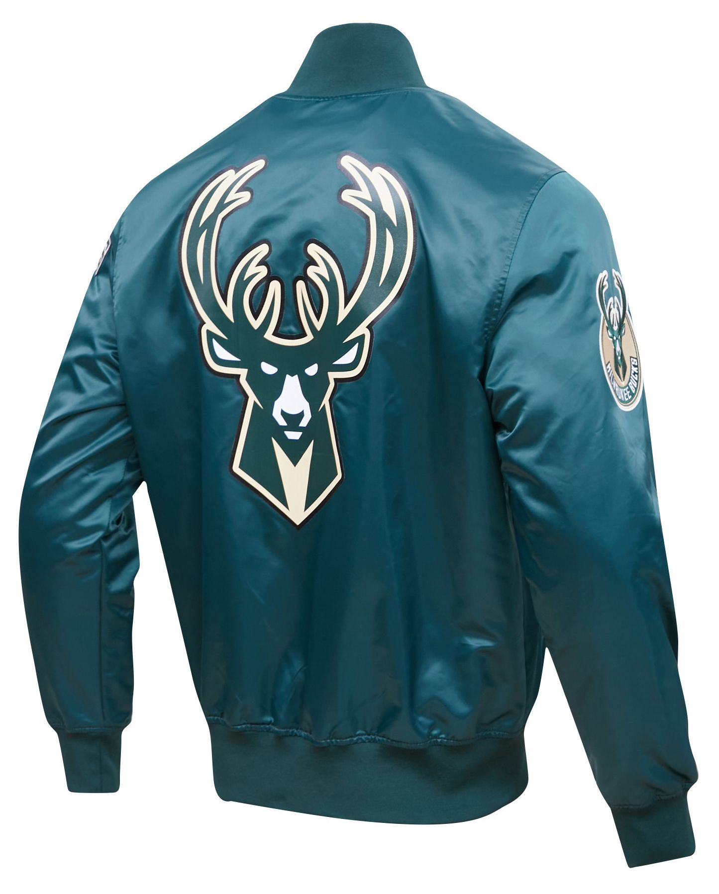 Pro Standard Men's Milwaukee Bucks Green Big Logo Satin Jacket product image