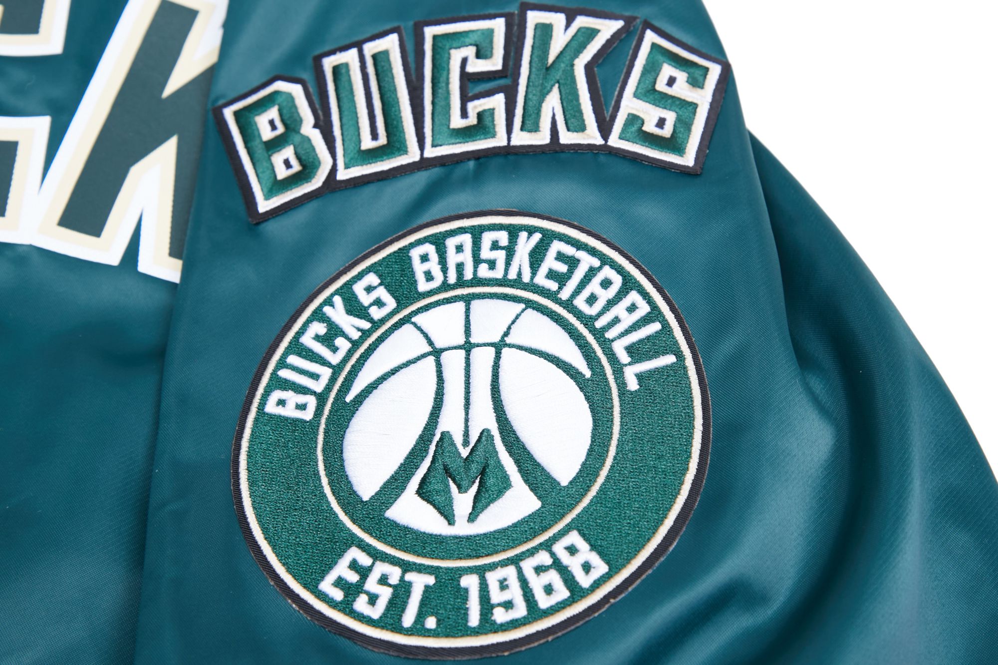 Pro Standard Men's Milwaukee Bucks Green Big Logo Satin Jacket product image