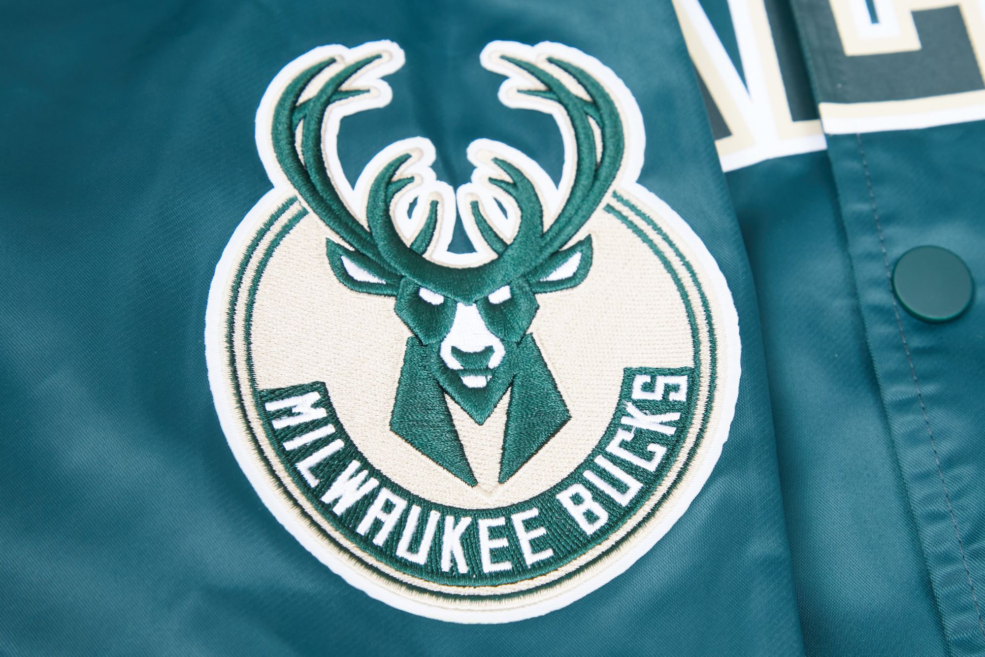 Pro Standard Men's Milwaukee Bucks Green Big Logo Satin Jacket product image