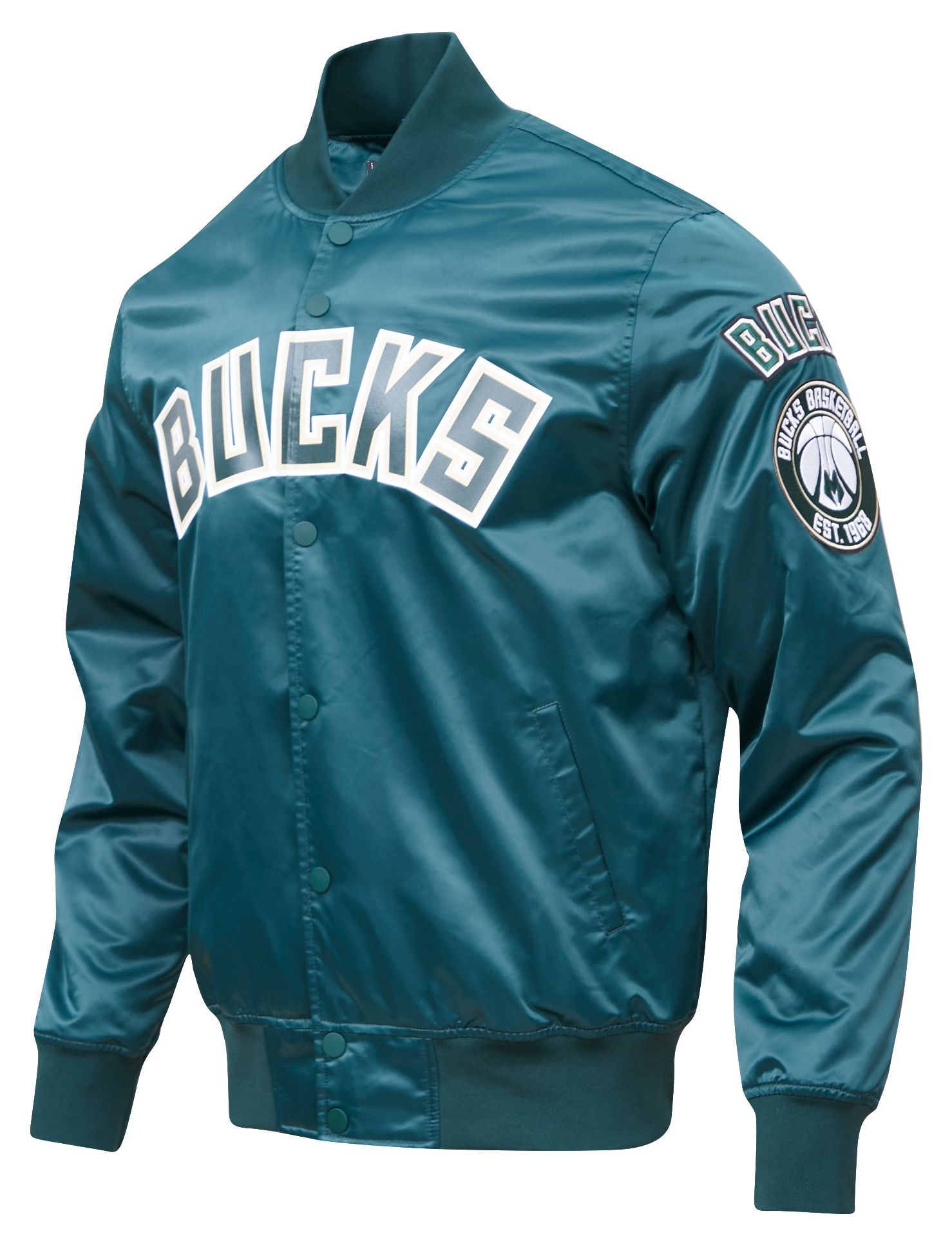 Pro Standard Men's Milwaukee Bucks Green Big Logo Satin Jacket product image