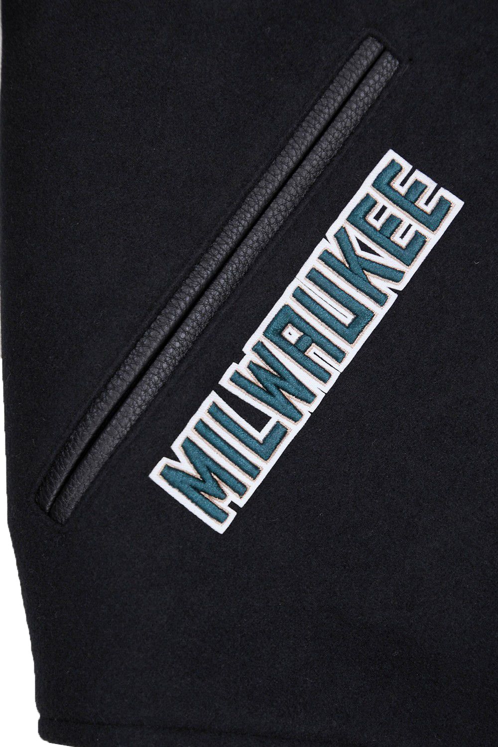 Pro Standard Men's Milwaukee Bucks Black Retro Classic Rib Wool Varsity Jacket product image