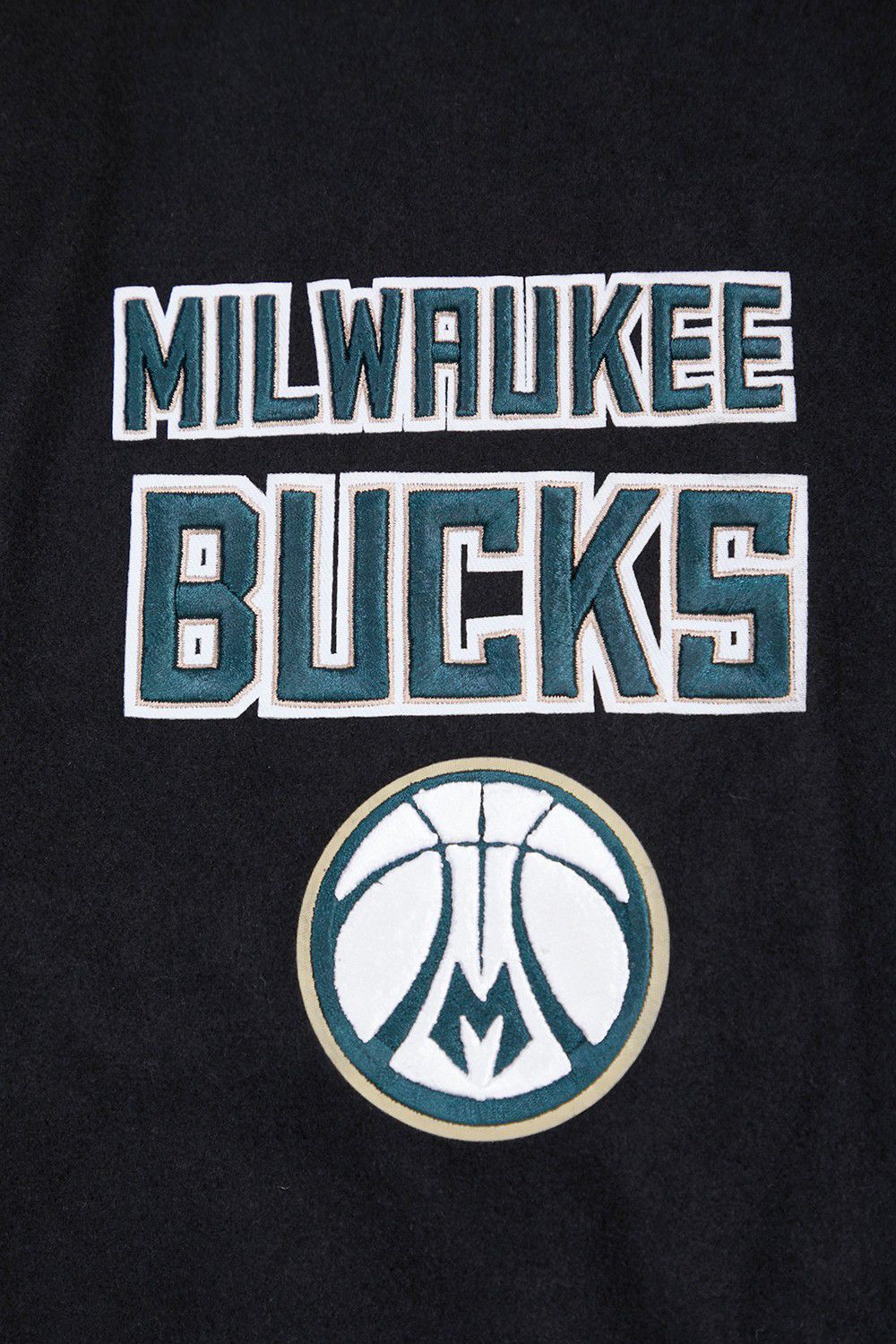 Pro Standard Men's Milwaukee Bucks Black Retro Classic Rib Wool Varsity Jacket product image