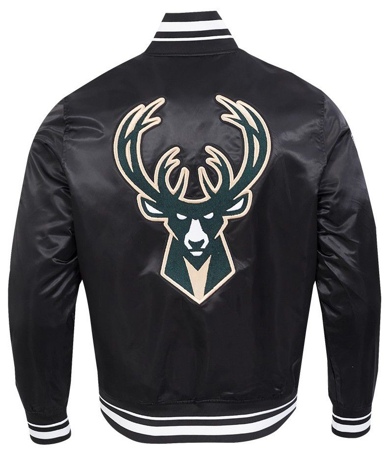 Pro Standard Men's Milwaukee Bucks Black  Retro Classic Rib Satin Jacket product image