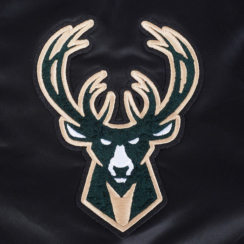 Pro Standard Men's Milwaukee Bucks Black  Retro Classic Rib Satin Jacket product image