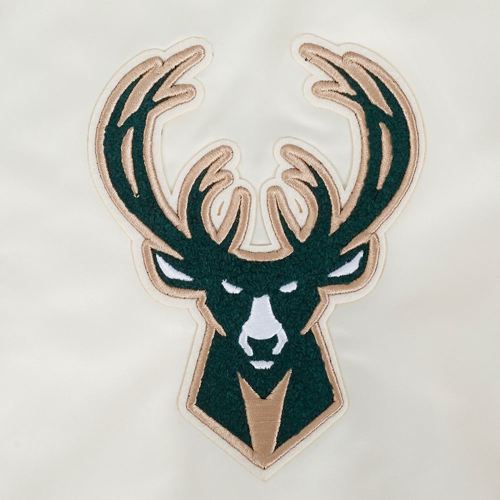 Pro Standard Men's Milwaukee Bucks Off White  Retro Classic Rib Satin Jacket product image