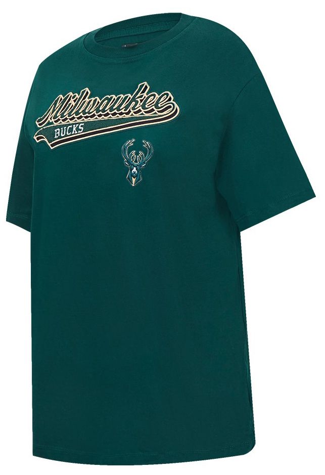 Pro Standard Women's Milwaukee Bucks Green Script Tail Boyfriend T-Shirt product image