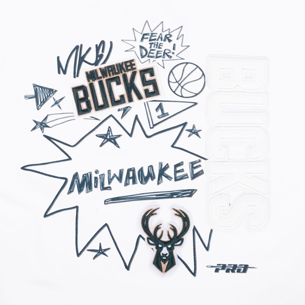 Pro Standard Women's Milwaukee Bucks White Sketchbook Boxy T-Shirt product image
