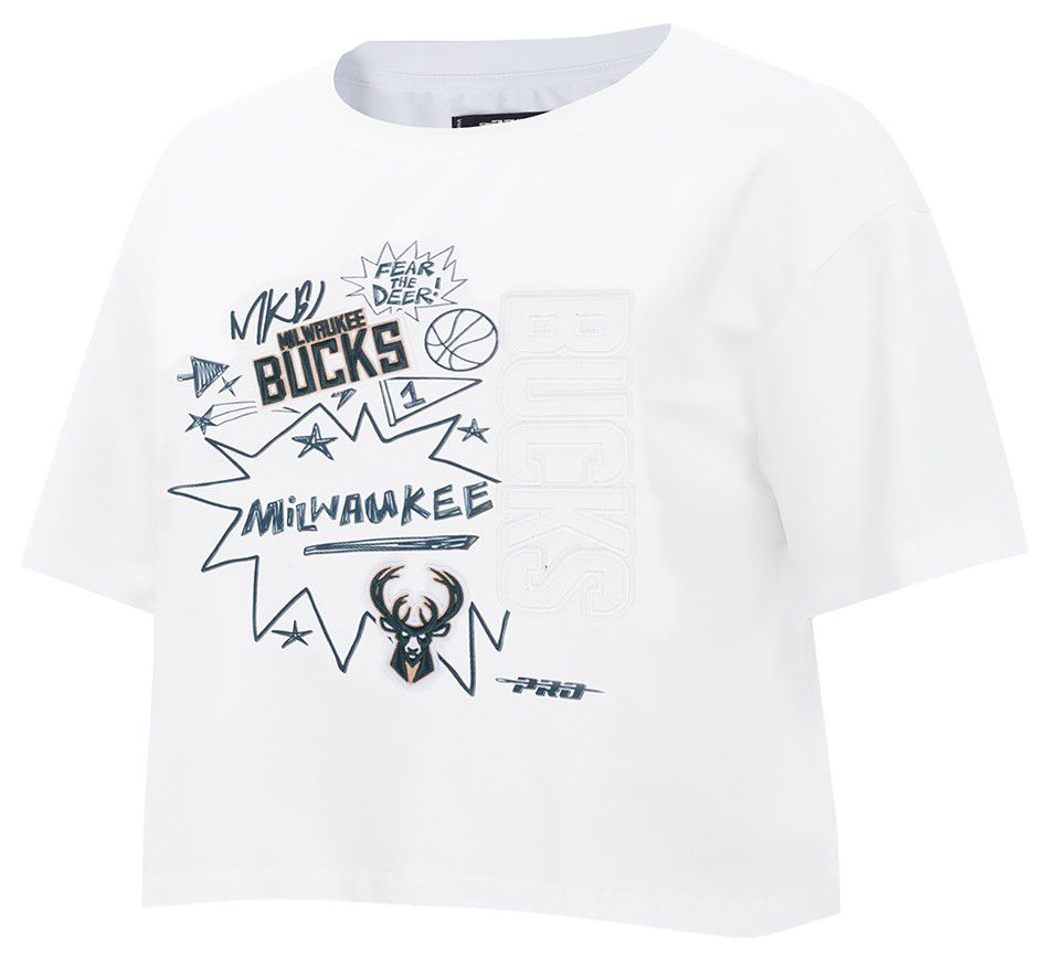 Pro Standard Women's Milwaukee Bucks White Sketchbook Boxy T-Shirt product image