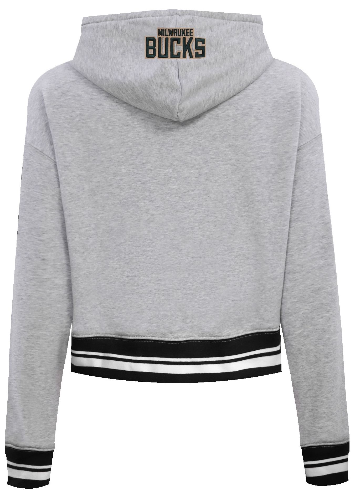 Pro Standard Women's Milwaukee Bucks Grey Script Tail Rib Cropped Fleece Pullover Hoodie product image